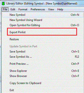 Export pinlist