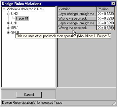 Design Rule Violations window