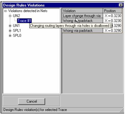 Design Rule Violations window