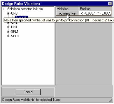 Design Rule Violations window