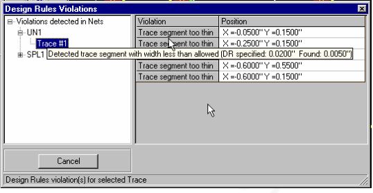 Design Rule Violations window