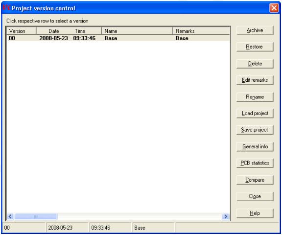 Project Version control window