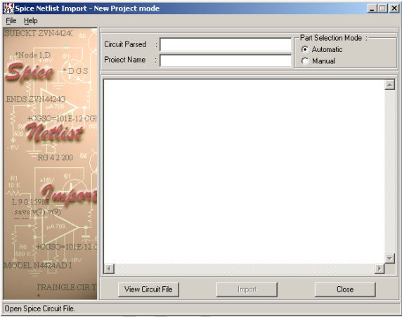Spice Netlist Import Window