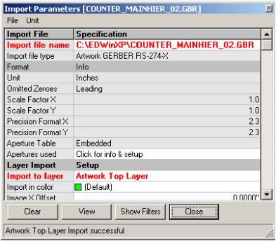 Import Parameters dialog